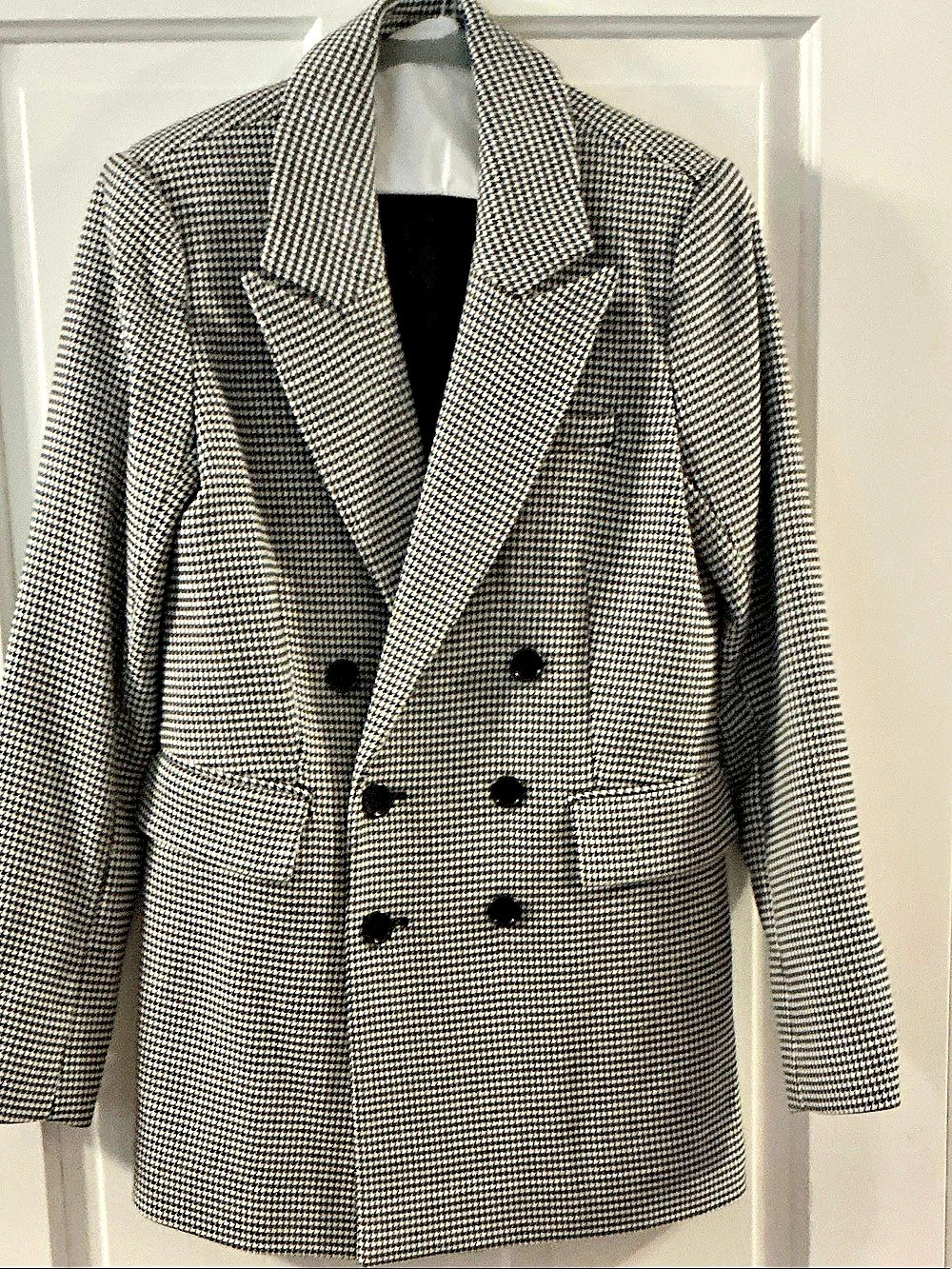Favorite Daughter The Phoebe Houndstooth Double-Breasted Blazer Size Medium